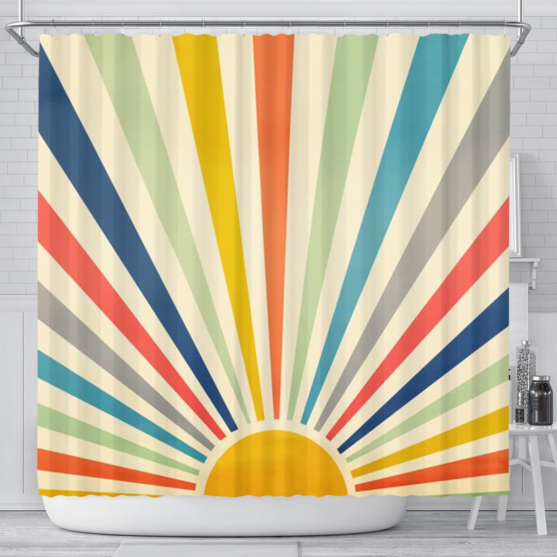 Vintage The Sun Abstract Shower Curtain Shower Curtain Decor Etsy