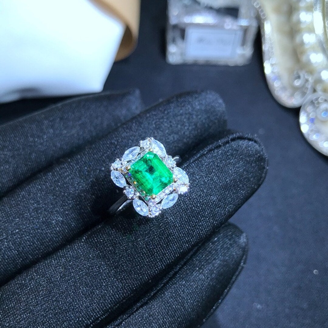 Precious Emerald Engagement Ring Vintage Engagement Rings Etsy