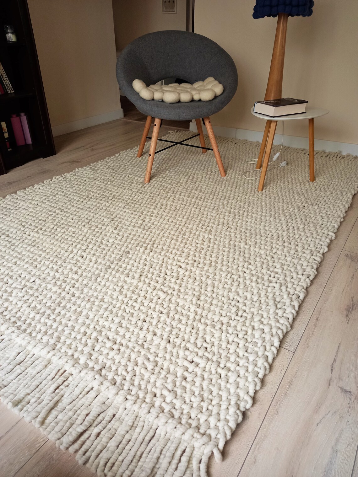 Neutral 8x10 Wool Rug for Living Room Minimalist Area Carpet Etsy