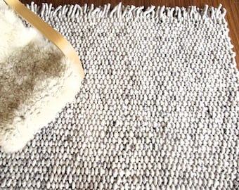 Tapis épais en laine, Moquette en laine naturelle tissée à la main, Dimensions personnalisées disponibles