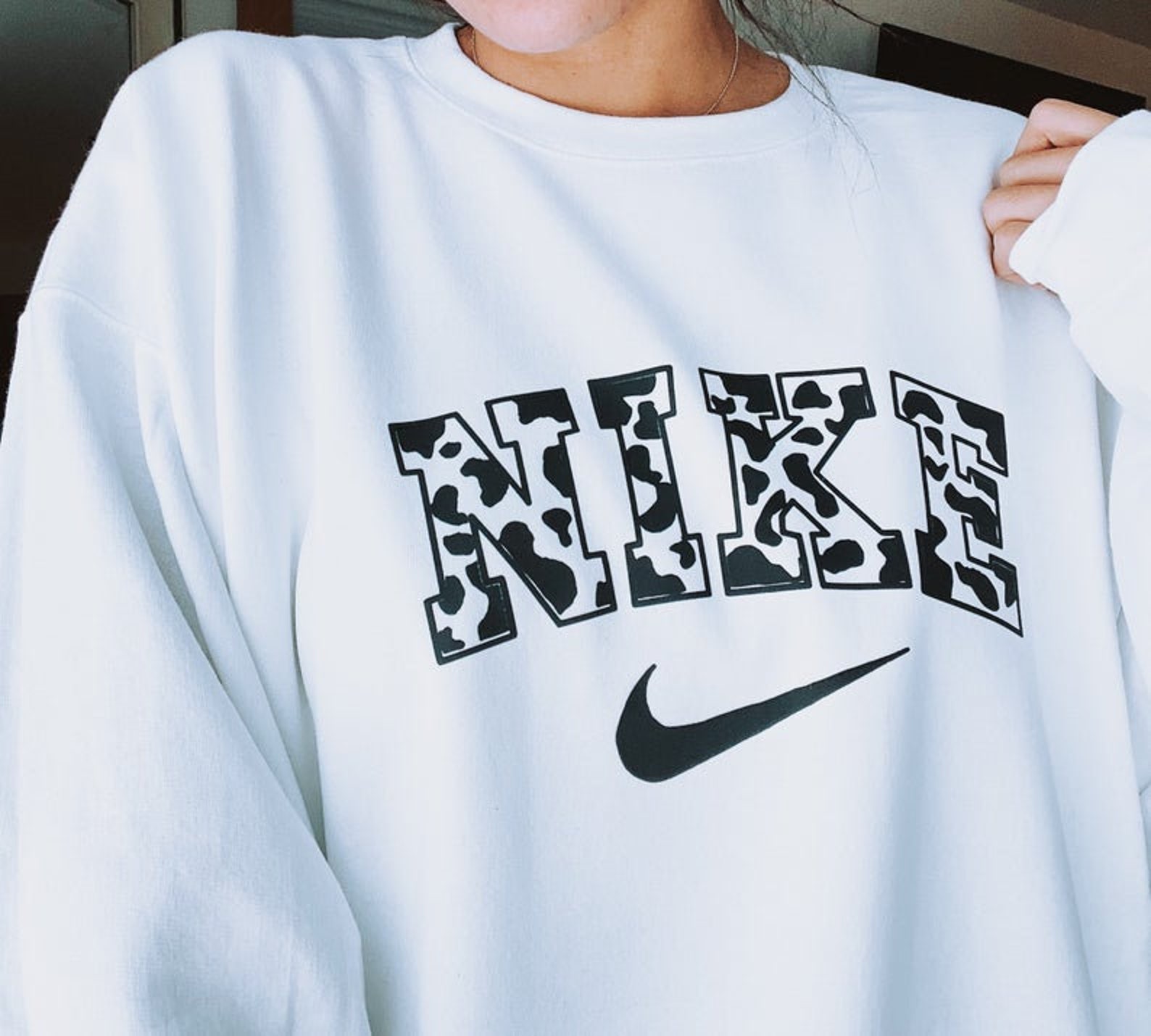 Nike Inspired Cow Print Crewneck Sweatshirt Vintage Nike | Etsy