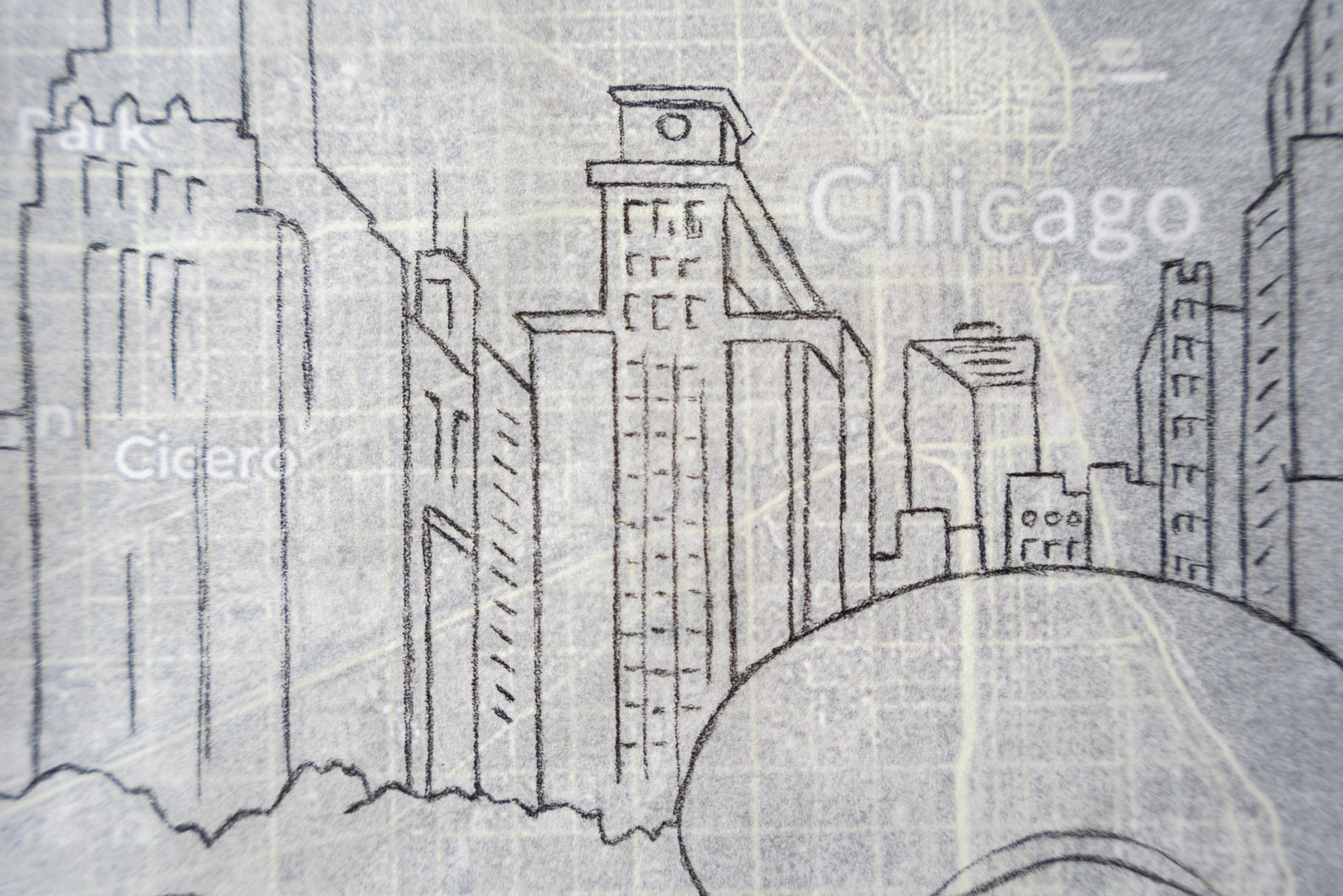 Downtown Chicago Bean Map Etsy