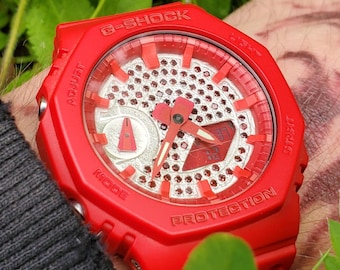 Garnet Dial G-SHOCK Casioak G-Shock Dial Modification GA-2100 G-SHOCK Mods Diamond G-Shock Custom G-Shock G-Shock Marker G-Shock Bezel Mod