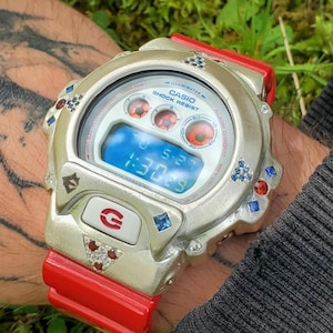 Montre Casio DW-6900, lunette G Shock en argent sterling, lunette G Shock, modification du cadran G Shock en argent