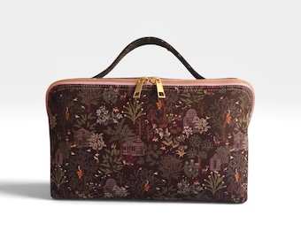 Bolsa para proyectos de tejido Bosque Crepuscular Rosa / Organizador de hilo hecho a mano / Bolsa para proyectos de ganchillo en proceso