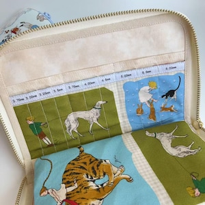 Handmade Knitting Needle Case – Whimsical Illustrated Japanese Fabric