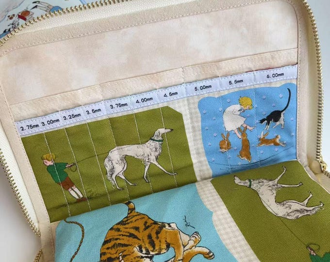 Handmade Knitting Needle Case – Whimsical Illustrated Japanese Fabric