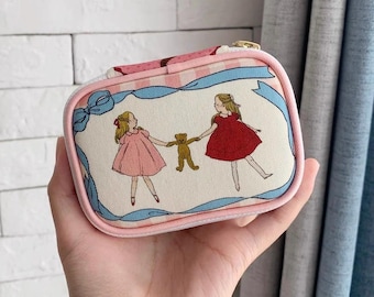Teddy Bear Zipper Pouch: Whimsical Jewelry Organizer, Travel Size