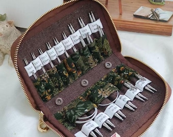 Estuche para agujas de tejer Shorties Twilight Forest hecho a mano / Regalo para tejedores
