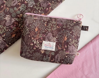 Bolsa rosa Crepúsculo para guardar accesorios / estuche para tejer y hacer ganchillo / regalo para creadores