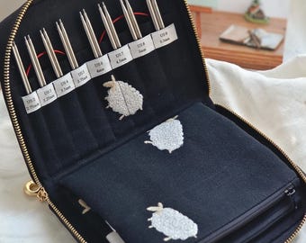 Black Sheep Embroidery Handmade Interchangeable Knitting Needle Case | Gift for Knitters