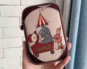 Custodia da viaggio per lavori a maglia da circo / Organizzatore per aghi stravagante fatto a mano