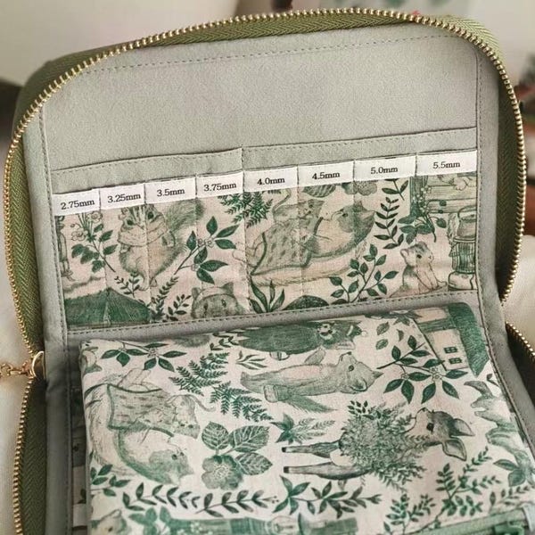 Woodland Fairy Handmade Knitting Needle Case, Yukiemon Designer Fabric | Gift for Knitters