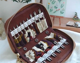 Estuche para agujas de tejer Shorties Vintage Cat hecho a mano, tela de diseño / Regalo para tejedores