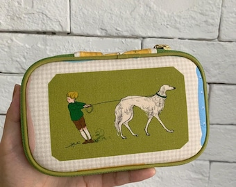 Estuche de viaje ilustrado para tejer / Organizador de agujas artesanal y original