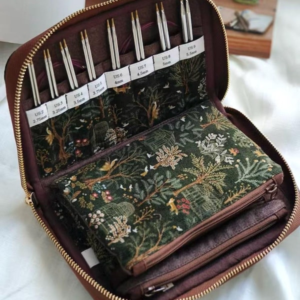 Twilight Forest Handmade Knitting Needle Case | Gift for Knitters