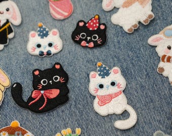 Cute Cat Embroidery Patch | Peel and Stick Applique