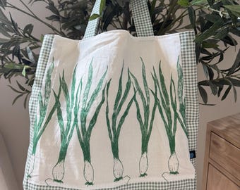 Green Onion Magazine-draagtas – canvas schoudertas met één zak