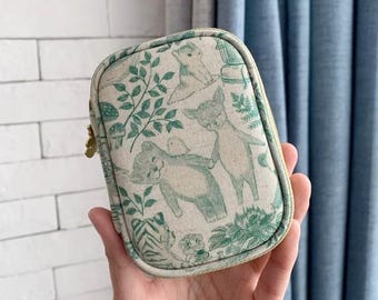 Fairyland Zipper Pouch: Handmade Cotton Canvas Organizer Bag