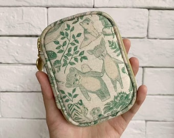 Monedero con cremallera de hada del bosque / Cartera de lona de algodón hecha a mano