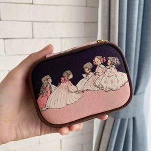 Dead Poets Society | Roze handgemaakte etui | Sieraden munt sleutelhanger naaien opberger | Op maat gemaakte vintage tas met rits | Cadeau voor haar