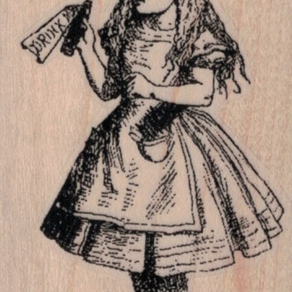 Alice with Drink Me potion Rubber Stamp 1 3/4 x 3 (12681/1161F) Alice In Wonderland Through the Looking Glass