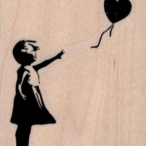 Banksy Stempel - Ballon Mädchen 2 3/4 x 3 (19430/1443BF) Ballon schwebend von Mädchen