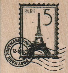 Paris 5 cent Eiffel Tower Stamp Cancelled Postmarked Rubber Stamp 1 3/4 x 1 3/4 (17553/1340E)