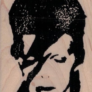 Banksy David Bowie Sello de goma 2 1/4 x 3 (19975/1482B) Icono de la música Arte de pintura en aerosol