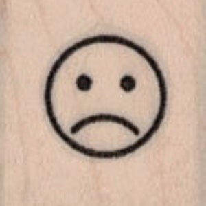 Pequeño sello de goma de cara triste 3/4 x 3/4 (20347/1508) Símbolo de cara fruncida Emoji triste