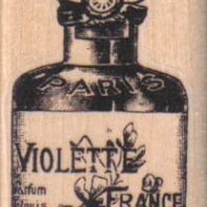 Violet France Parfum Rubber Stamp 1 1/2 x 2 3/4 (8670/747J.497) Frasco de perfume vintage