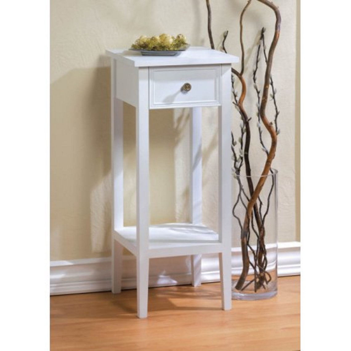 Classic White Side Table With Drawer Etsy