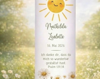 Taufkerze Sonne mit Gänseblümchen