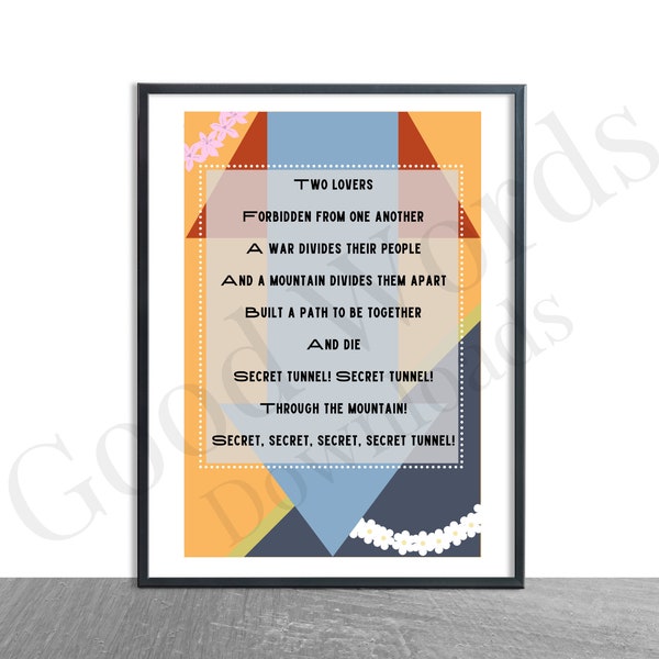 Secret Tunnels Avatar the Last Airbender - Digital Download, Printable Wall Art, Home Decor, Aang, Chong, TV quote song