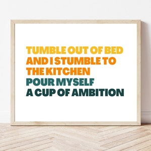 9 to 5 Lyrics, Dolly Parton, Cup of Ambition - Digital Download, Printable - Wall Art, Music, Home Decor, Up and At &#39;Em, Country, kitchen