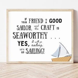 Let&#39;s Go Sailing! Bill Murray, What About Bob? movie quote - Digital download, wall art, printable - movie room, theater room, funny, comedy