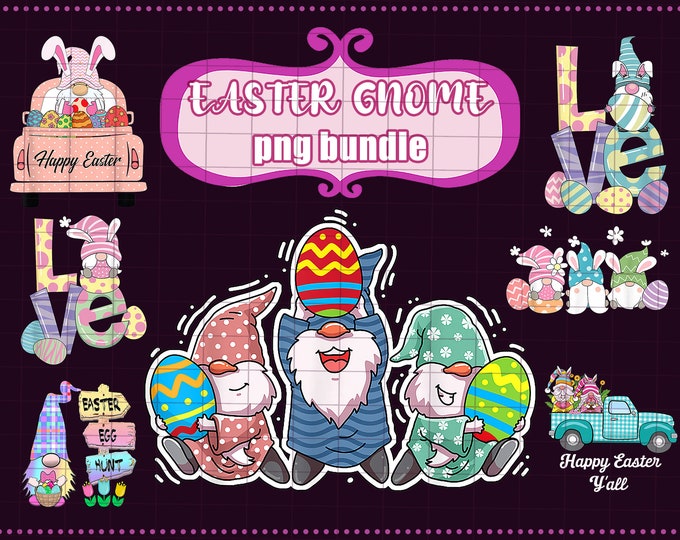 Happy Easter Day PNG Bundle Happy Easter Egg Png Sublimation File Spring Design for Shirts Bunny Easter Gnome Png Easter Gnome PNG
