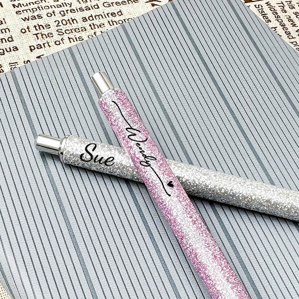 Personalized Glitter Pen, Custom Pens, Rubberized Soft Touch Ballpoint Pen, Fancy Custom Pen,Gift Pens for Women Christmas Gifts,Sparkly Pen