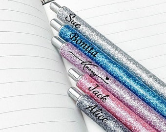 Personalized Glitter Pen, Journal Pen, Rubberized Soft Touch Ballpoint Pen, Fancy Custom Pen,Gift Pens for Women,Christmas Gifts,Sparkly Pen