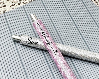 Personalized Glitter Pen, Custom Pens, Rubberized Soft Touch Ballpoint Pen, Fancy Custom Pen,Gift Pens for Women Christmas Gifts,Sparkly Pen