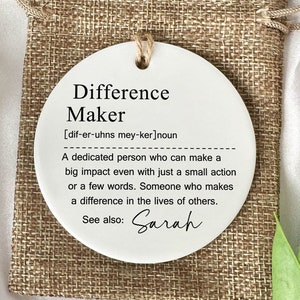 Difference Maker, Personalized Difference Maker Gift, Mentor Appreciation Gift, Leader Gift, Gift for Teacher, Thank You Gift, Leaving Gift