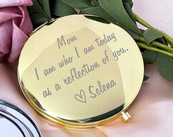 Miroir compact personnalisé, cadeau pour la mère de la mariée, cadeau pour une maman et sa fille, cadeau de mariage, cadeau pour la mère du marié, miroir de poche personnalisé