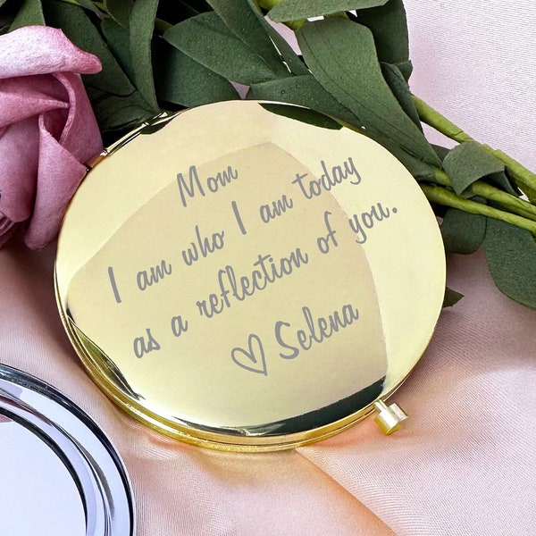 Personalized Compact Mirror, Mother of the Bride Gift, Gift for Mom From Daughter, Wedding Gift, Mother of Groom Gift, Custom Pocket Mirror