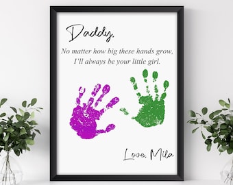 Handmade Fathers Day Gift | DIY Handprint Sign | Personalized Gift from Kids | Fathers Day | Custom Fathers Day Gift | Gifts for Dad,Grandpa