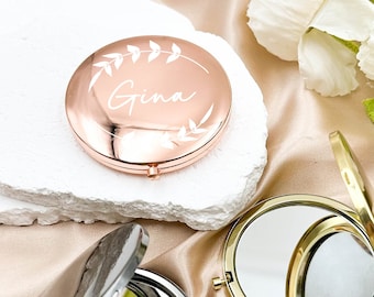 Personalized Engraved Compact Mirror Favor, Custom Pocket Mirror with Name, Gift for Her, Bridesmaid Gifts,Wedding Party Gifts,Makeup Mirror