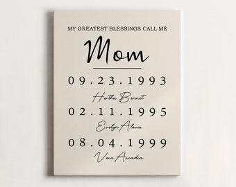 Geschenk für Mama von Ehemann und Kindern, personalisierte alleinerziehende Mutter, Mutter und Kinder Wandkunst, individuell gerahmtes Poster, Muttertagsgeschenke für Mutter