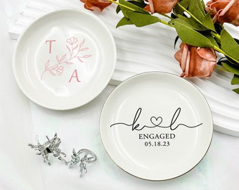 Personalized Jewelry Dish, Bridal Gifts, Personalized Trinket Dish Wedding Bridal Shower Gift Engagement Ring Dish for Her, Graduation Gift