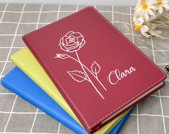 Geburt Blumen Name Journal, Valentinstag Geschenk, personalisiertes Journal, individuelles Notizbuch mit Namen, Dankbarkeit Journal, Geschenk für Sie oder Ihn