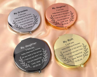 Bridal Gifts for Daughter, Personalized Compact Mirror, Wedding Gift, Custom Pocket Mirror, Birthday Gift, Daughter Bride, Gift for Sister