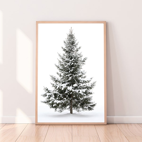 snowy spruce Poster, green spurce prints, printable artwork, white snow picture, dowload art, digital artwork, office wall art